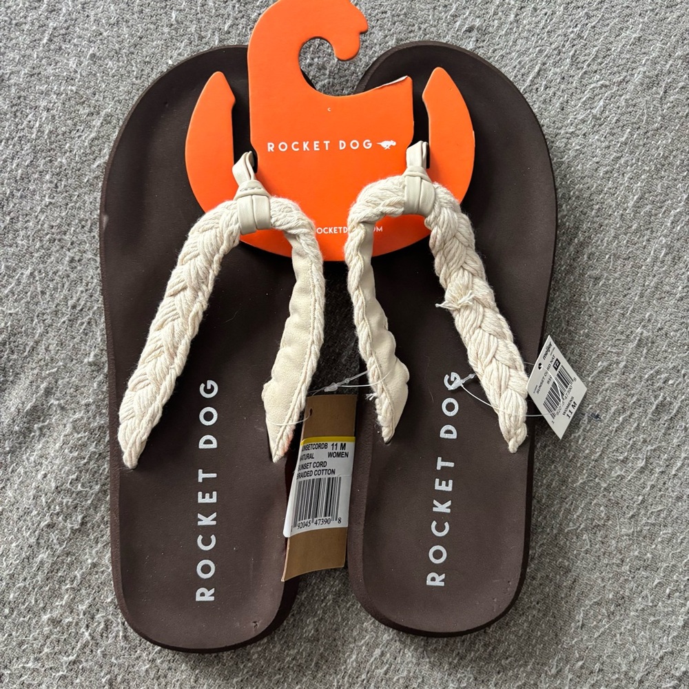 Rocket Dog Women’s Flip Flops Size 11 Sunset Cord Braided Cotton Sandals Khaki